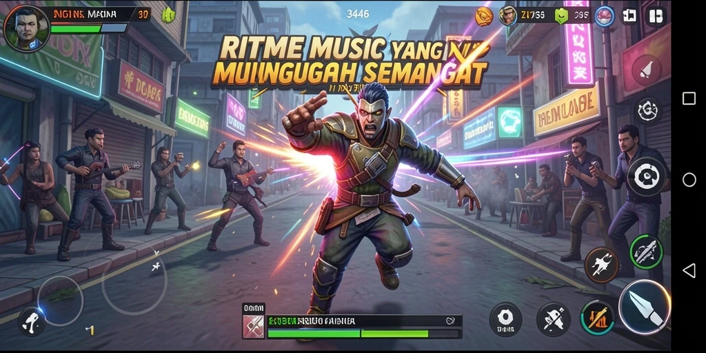 Screenshot utama aplikasi 3446 menampilkan gameplay interaktif dan penuh warna.