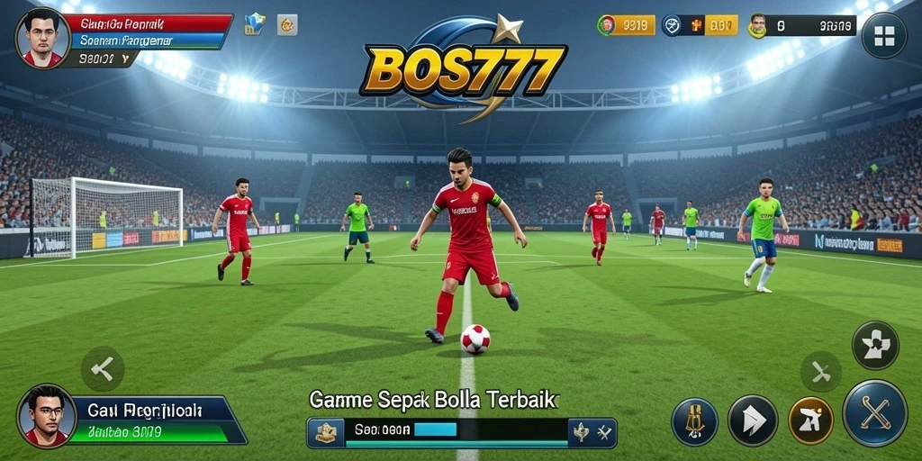Tampilan gameplay menarik dari BOS777 di lapangan sepak bola.