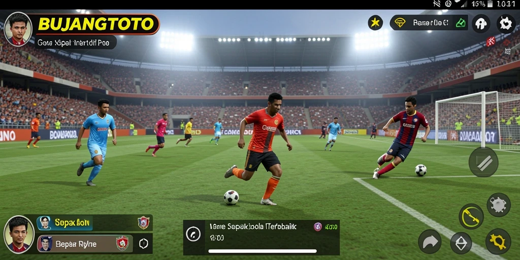 Tampilan gameplay seru dalam BUJANGTOTO dengan aksi sepak bola.
