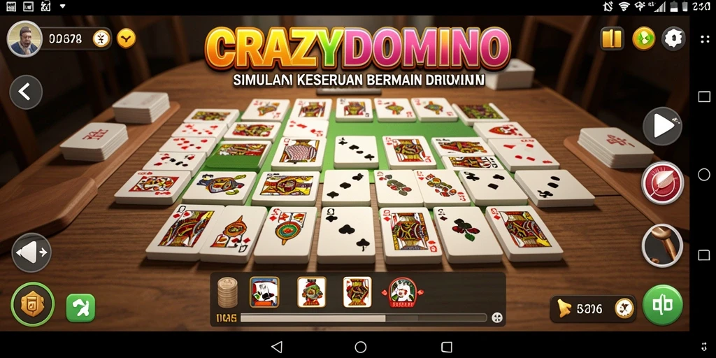 Menampilkan gameplay seru CRAZYDOMINO dalam simulasi domino.