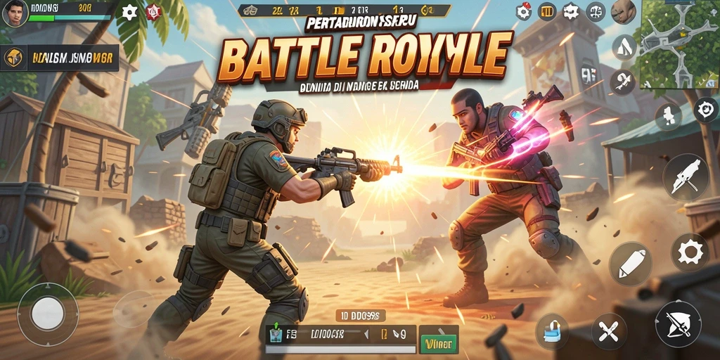 Gameplay seru dari pertarungan Battle Royale di ID098.