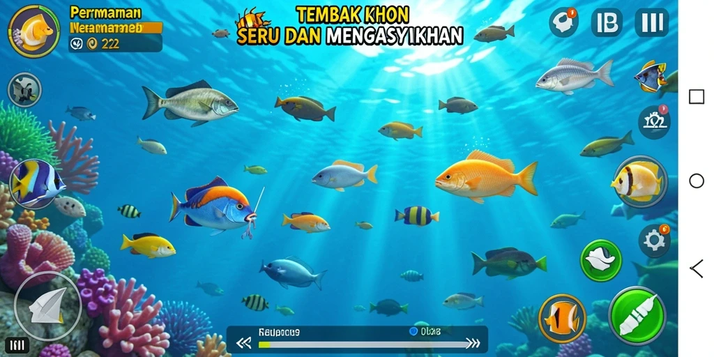 Screenshot menunjukkan gameplay seru Tembak Ikan IN22.