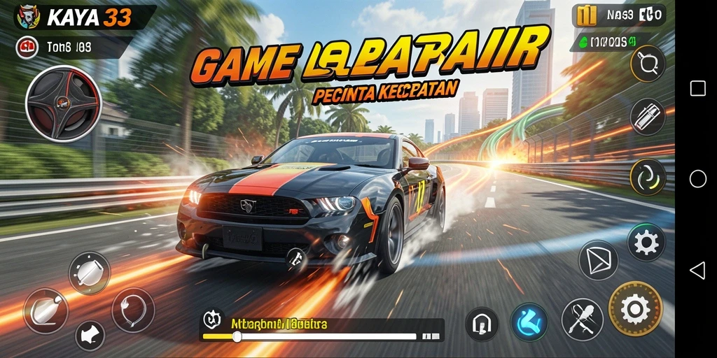 Screenshot gameplay KAYA33 menampilkan suasana balapan yang mendebarkan.