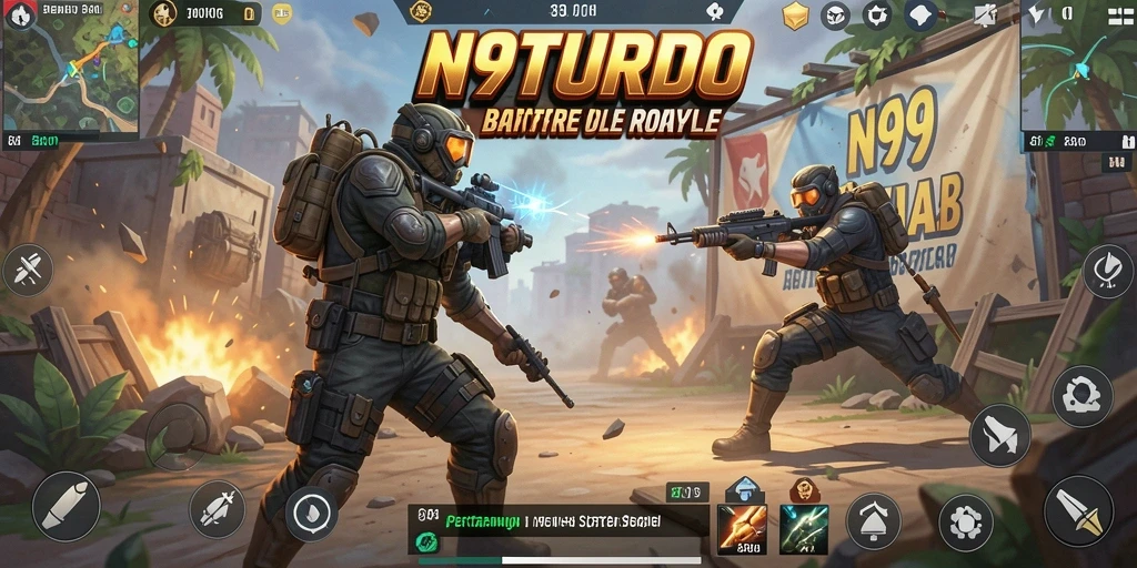 Tampilan gameplay N9TURBO yang intens dan mendebarkan.