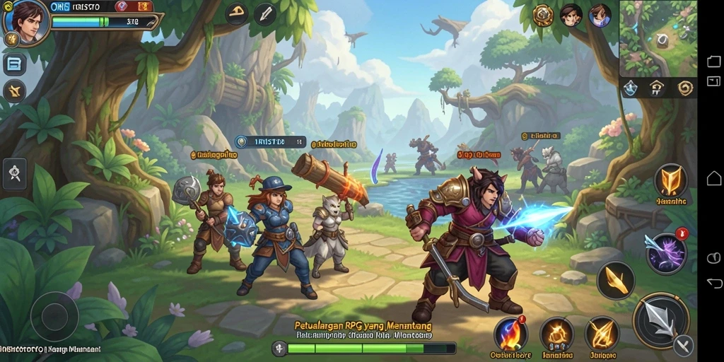 Screenshot gameplay ORISTOTO menampilkan pertarungan seru dalam dunia RPG.