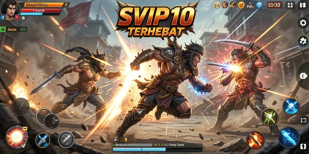 Screenshot menunjukkan pertarungan seru dalam game action SVIP10.