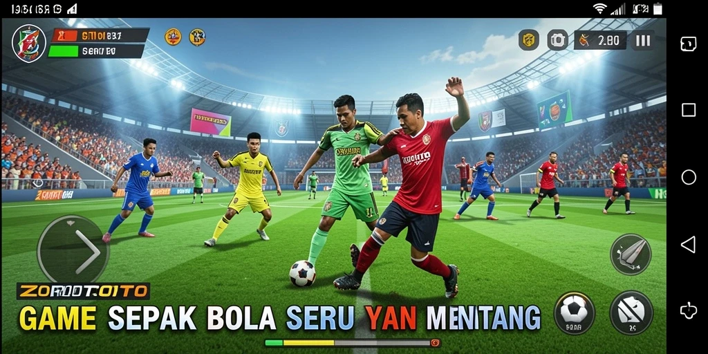 Tampilan aksi permainan ZOROTOTO di lapangan sepak bola.